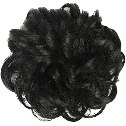 

Hair Bun Extensions Wavy Curly Messy Donut Chignons Hair Piece Wig Hairpiece for Women Girls, Natural colors