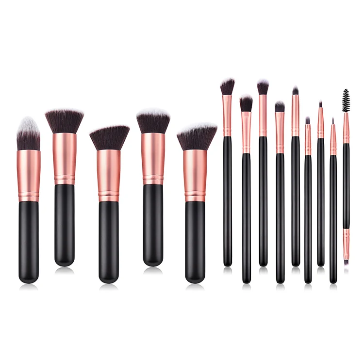 

2021 Amazon Best Seller Wood handle Rose Gold Synthetic Makeup Brushes 14pcs Makeup Brush Set Private Label Make Up brushes, Customized color