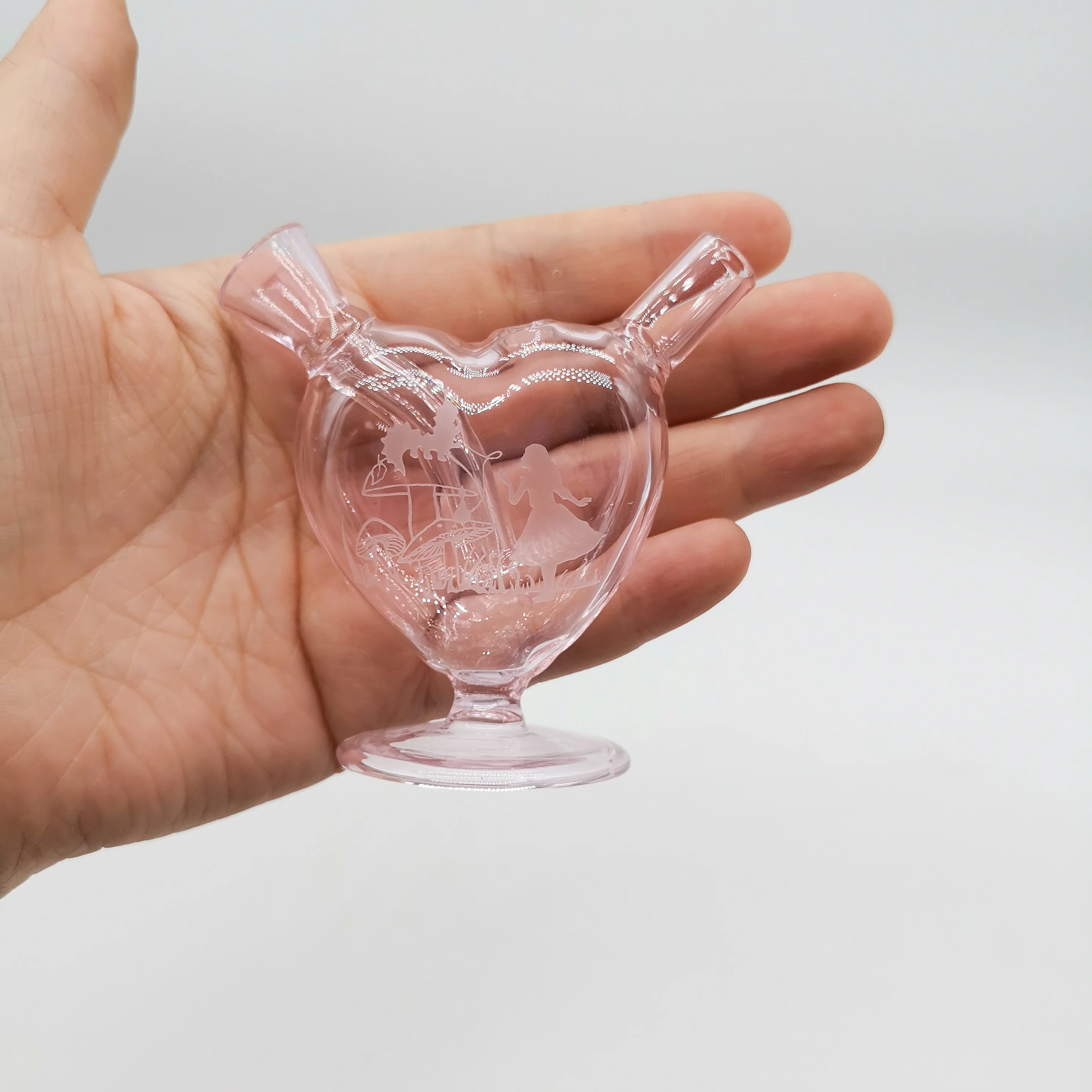 

Girl water pipes heart sandblast design glass smoking accessories, Custom colors