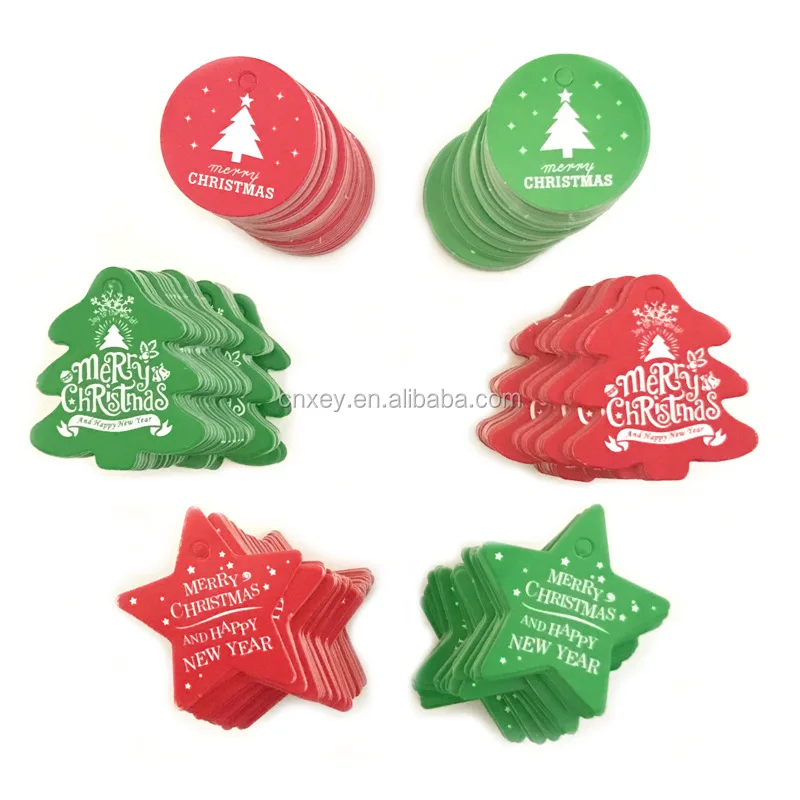 

DIY red green Christmas hang tag decoration Christmas tree paper tag