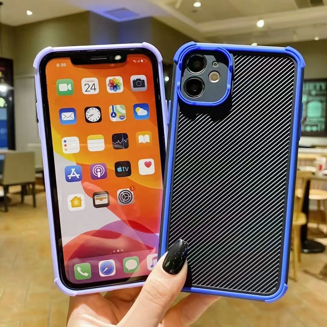 

Handyzubehor For iphone SE 2020 tpu pc cover bumpy stripes non-slip mobile phone cover for iphone 12 pro max hybrid case, 5 colors