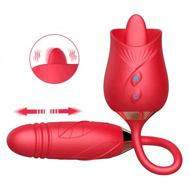 

3 in 1 tongue licking sucking rose sucking vibrator massage pink color sexy toys for women