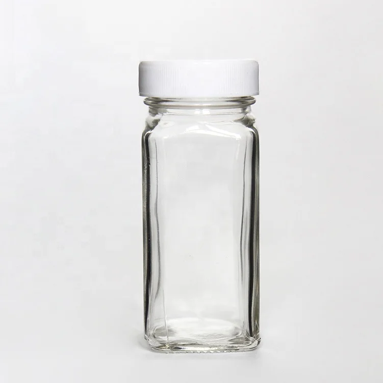 

Stocked Square Kitchen Spice Shaker Bottle Glass Jars Wholesale With Plastic Plug