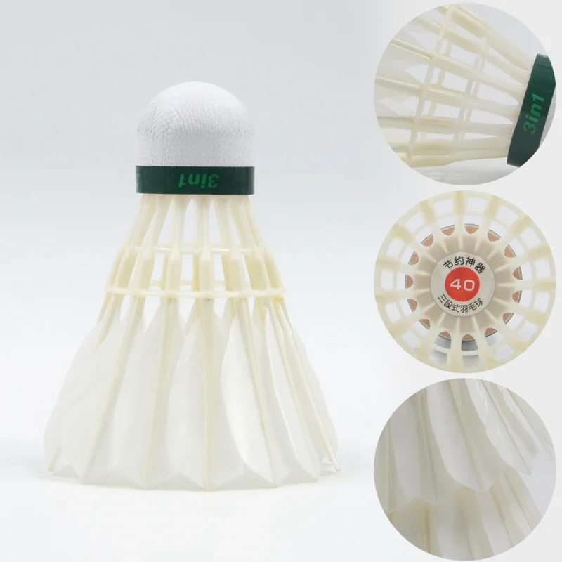 OEM Popular Birdie 12-Pack Durable 3in1 Duck Feather Shuttlecock OEM Wholesale Custom Top Professional Badminton