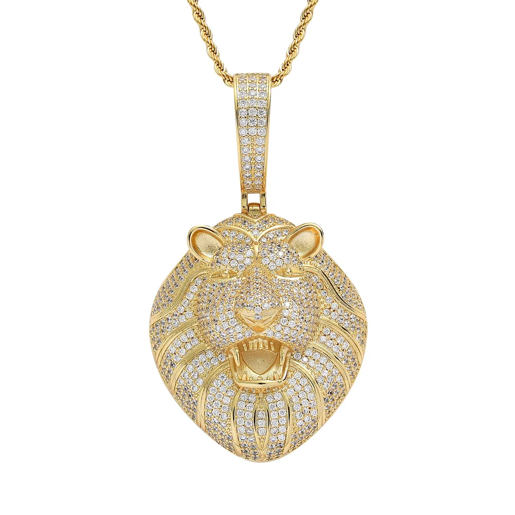 

high quality personalized pendant European hip hop lion micro inlaid zircon two color hiphop trendy necklace