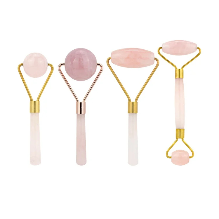 Natural Rose Quartz Facial Massage Crystal Stone Body Jade Massager Derma Roller Skincare IceRoller Wrinkle Removal Beauty Tool