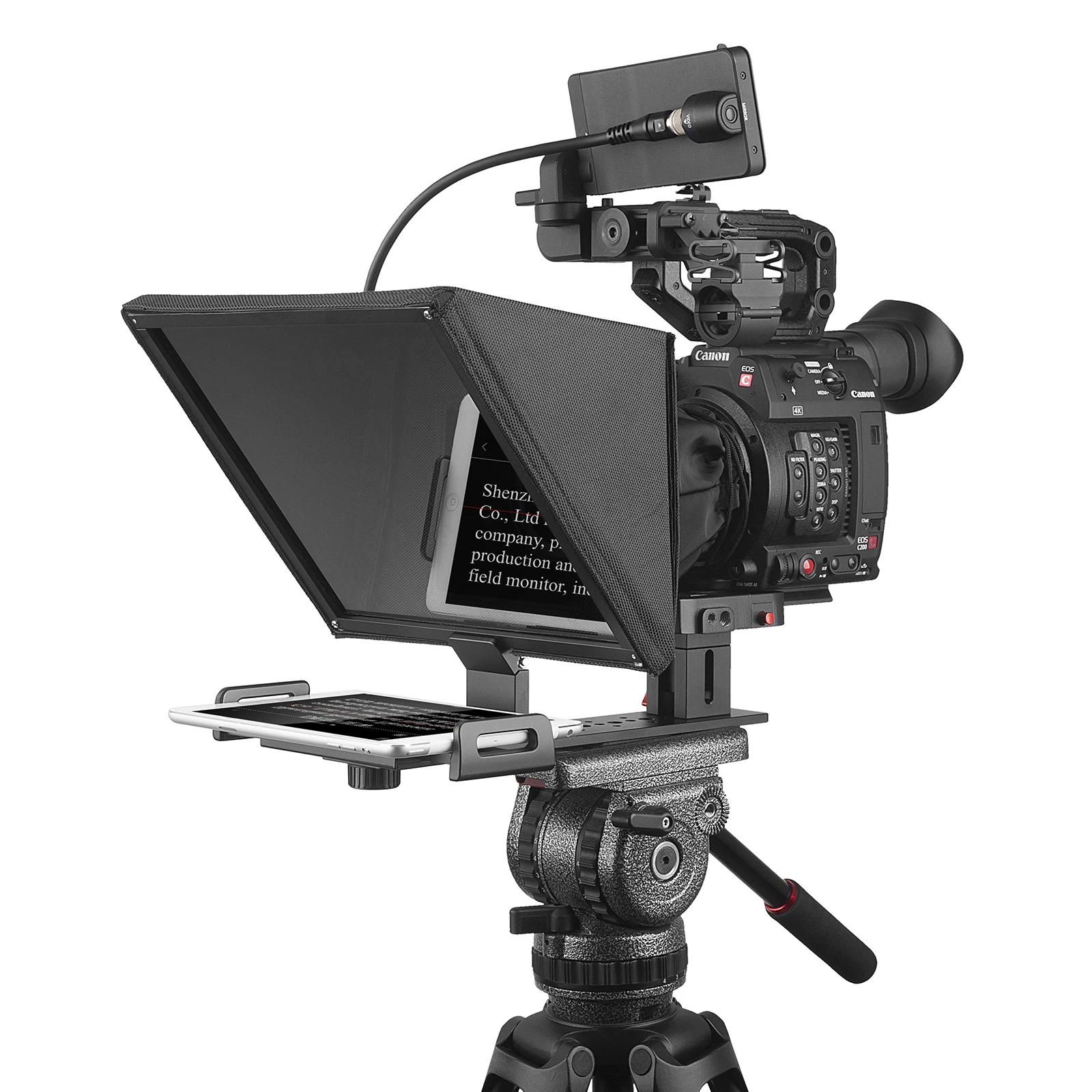 

Desview T12 portable and foldable teleprompter phone and table prompting DSLR camera recording with remote control