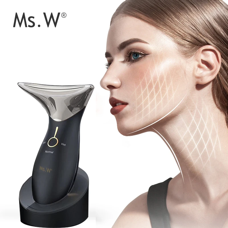 

Ms.W photon blue and red light therapy pdt hand microcurrent face massager profesional beauty equipment, Black +silver
