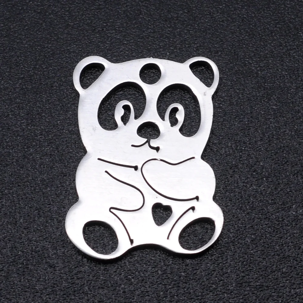 

5Pcs/Bag Cute Hollow Out Panda Design Pendant Fashion Wholesale Stainless Steel Panda Pendant