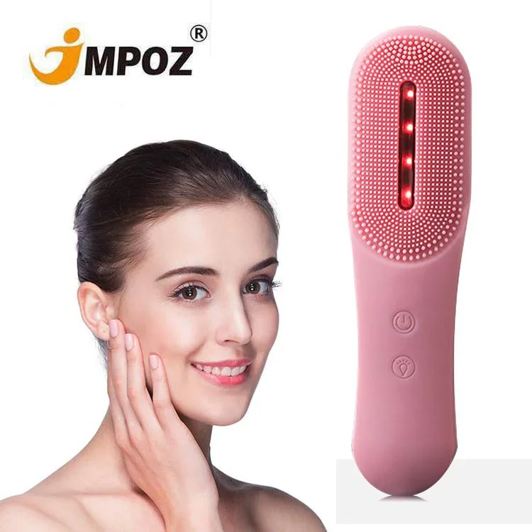 

LED Photon Deep Pore Electric Facial Cleansing Brush Sonic Vibration Mini Soft Silicone Wireless Face Photon Cleanser Massager, Green/blue/orange/pink