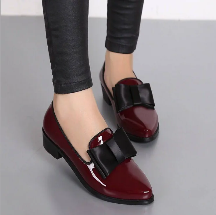 

size:35-41 2 color Pu women flat low heel shoes K998, Black,maroon