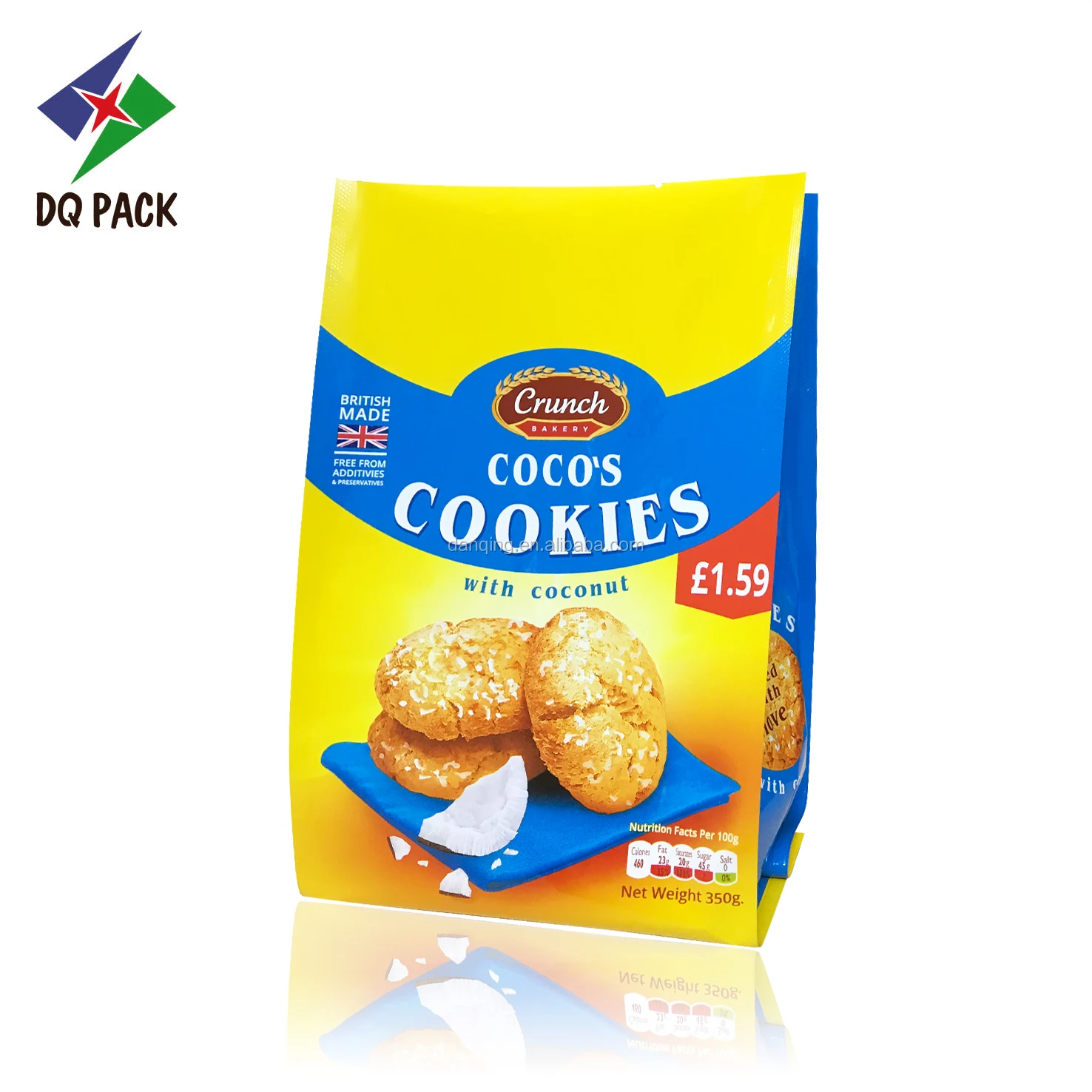 DQ PACK Fashion Design Cookie Crepes Food Packaging Bag With Flat Bottom