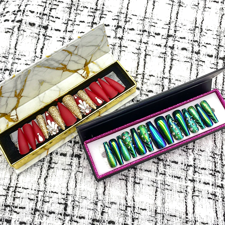 

Tstory Good Quality Reusable Fake Nail With Press On Nail Boxes Adding Logo With MOQ Of 50, Vivid color