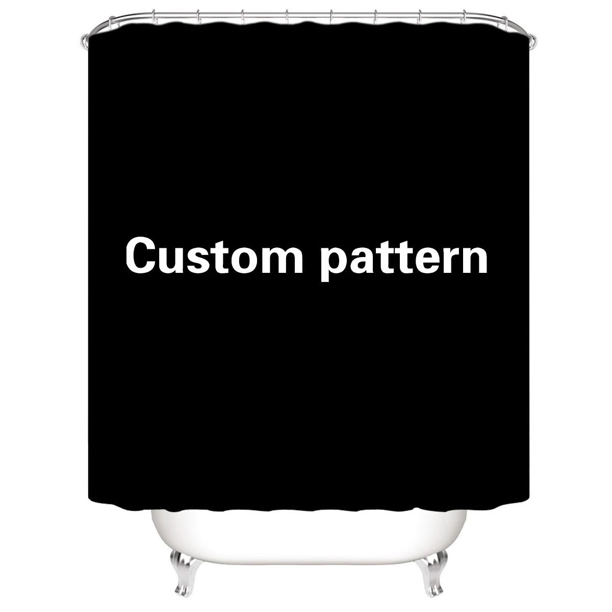 
2020 hot sale four-piece 180x180cm custom pattern thick polyester waterproof shower curtain 