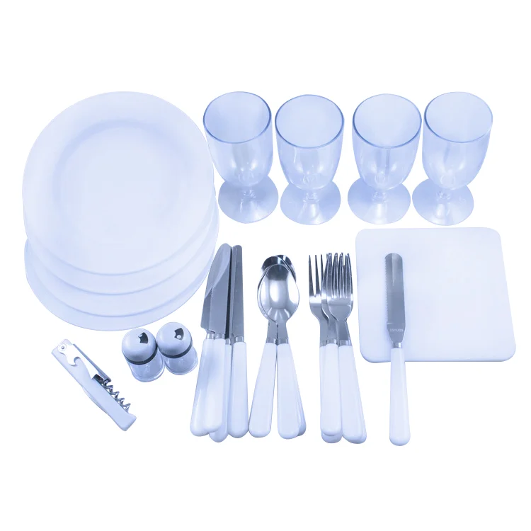 

BACL LFGB certification Cutlery set camping picnic utensils round plate flatware