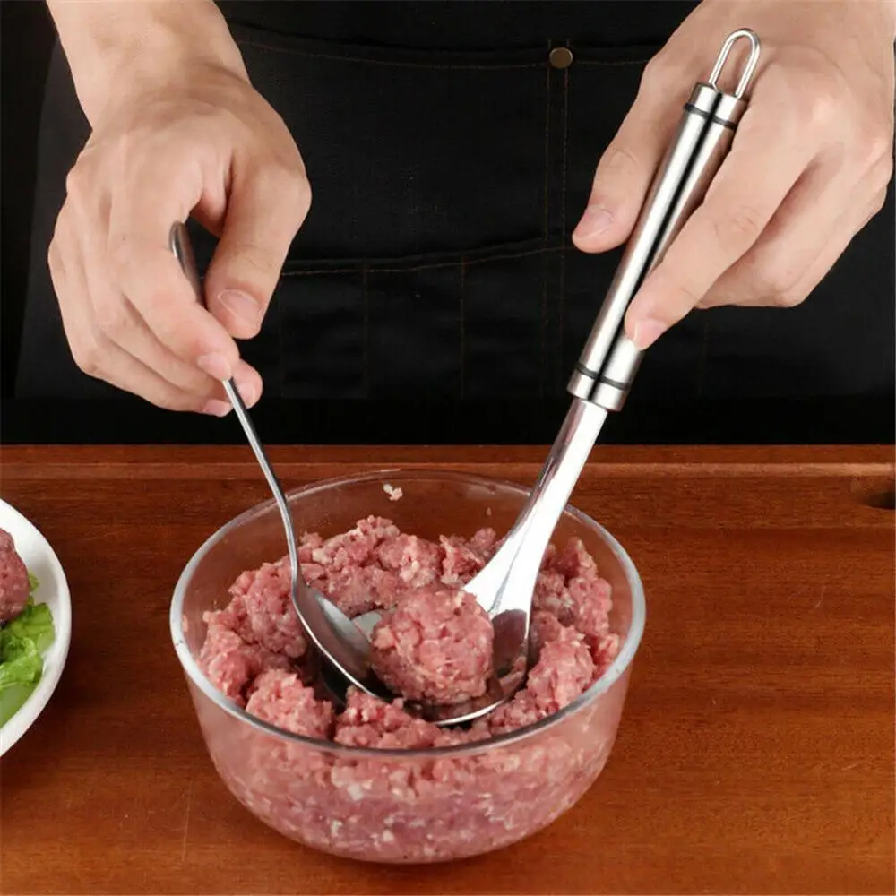 

Meat Baller With Elliptical Leakage Hole Ball Mold Kitchen Utensil Gadget Meat Tool 2020 Non-Stick Creative Meatball Maker Spoon, As photo