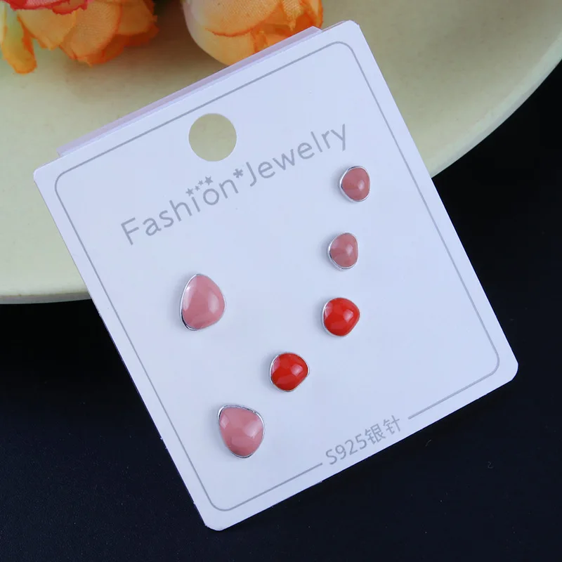 

Fashion Three Pairs Set Silver Plated Jewelry Earring Inlay Zircon 925 Silver Needle Stud Earrings Suit