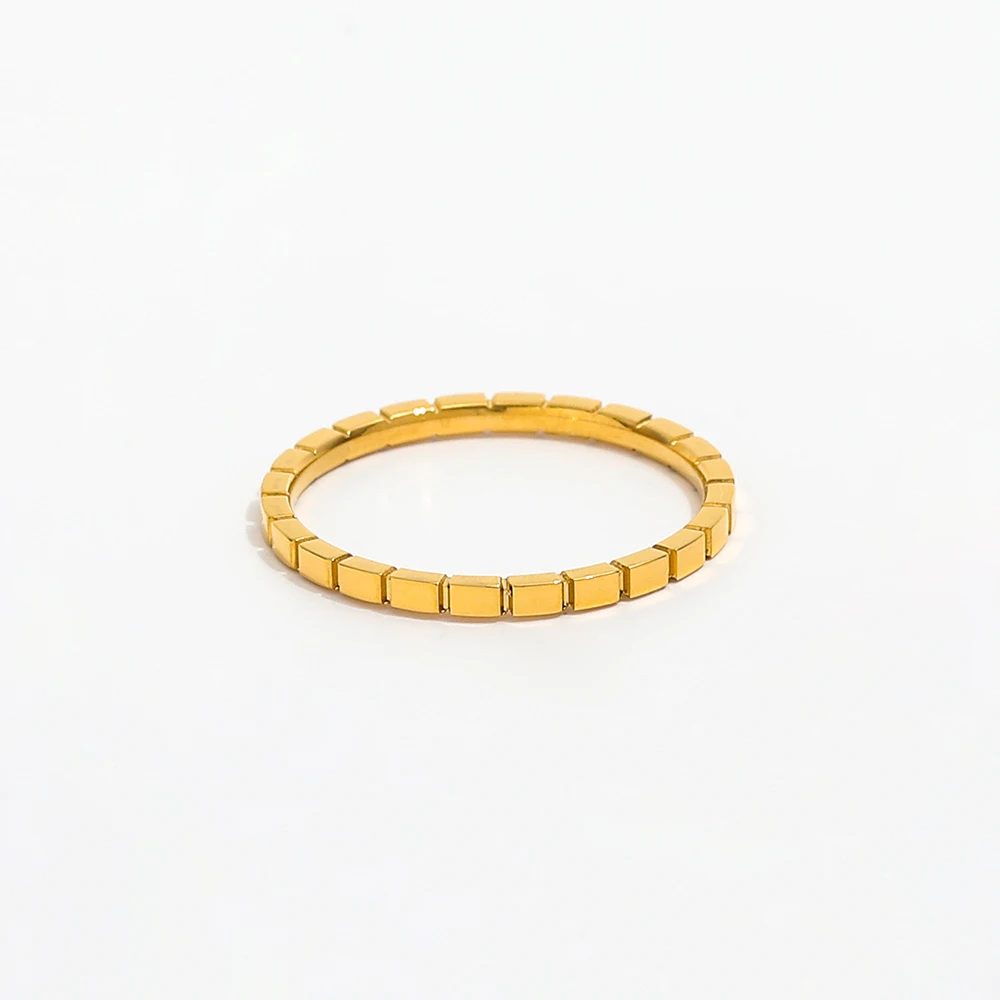High End 18K Plain Gold Plated Super Fine Gear Shape CheckedRing Stainless Steel Trendy Simple Gold Plated Jewelry