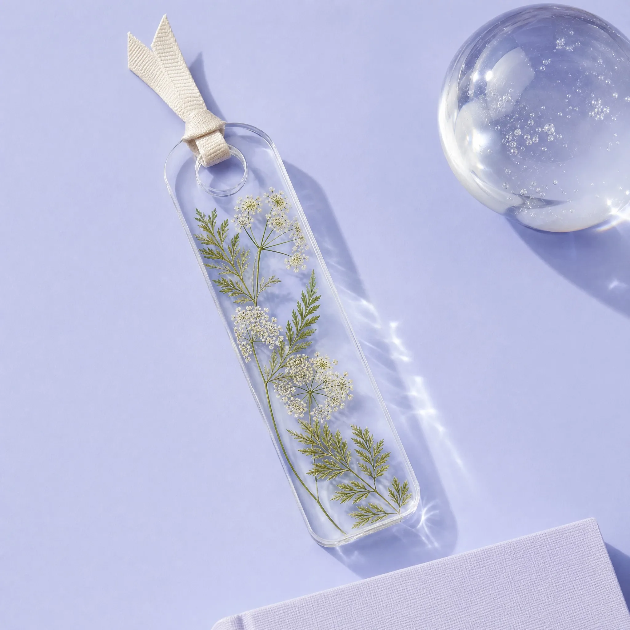 Custom Botanical Pressed Dried Flower Crystal Resin Bookmark Sample