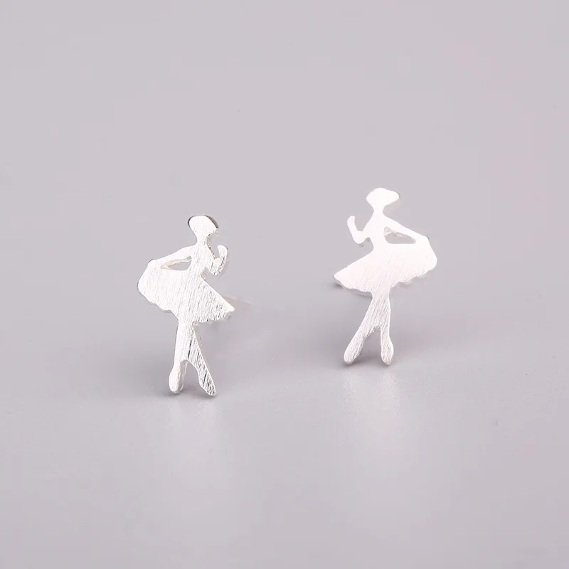 

Best Selling Exquisite S925 Sterling Silver Dancer Stud Earrings 925 Sterling Silver Dancer Girl Shape Earring For Women