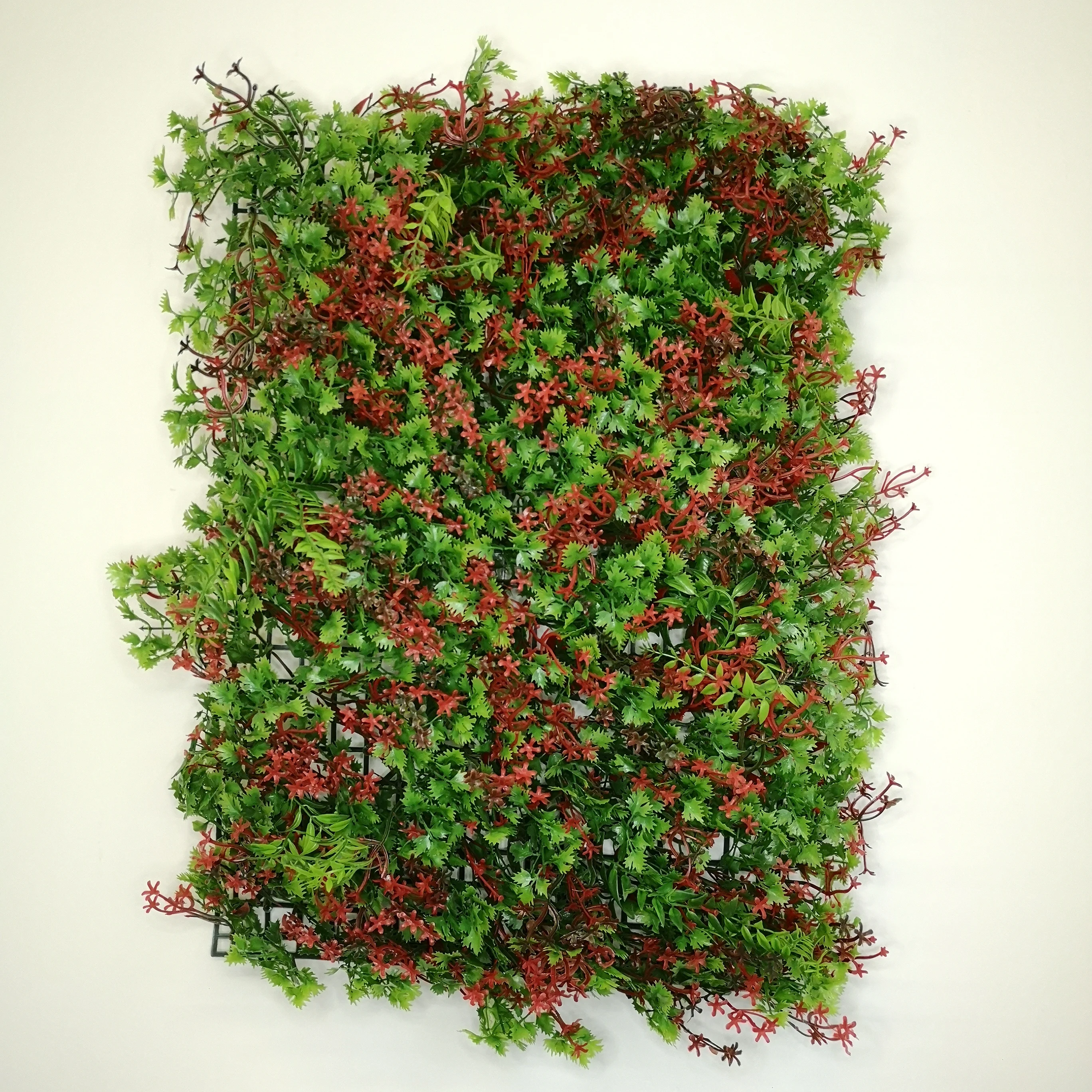 

artificial boxwood panel plastic red color for indoor wall use