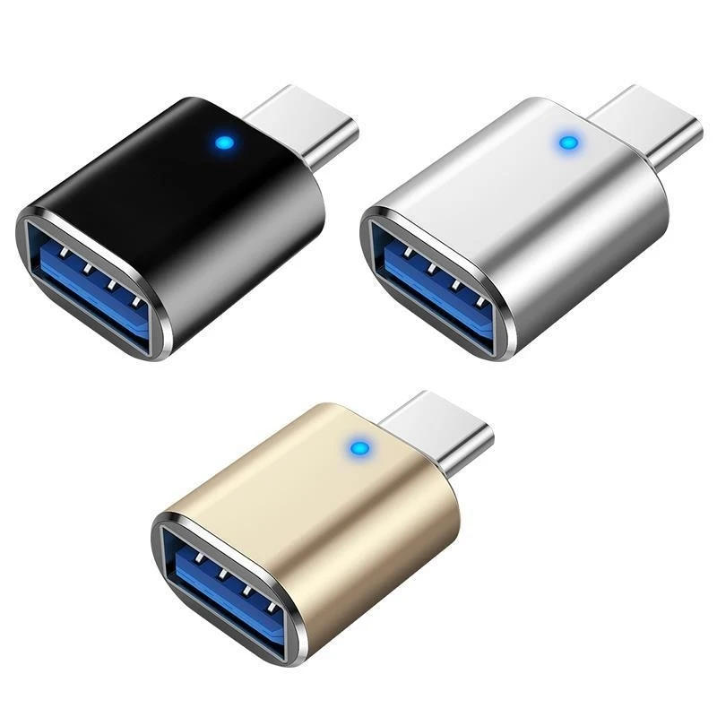 

3 PCS USB 3.0 Female to USB-C / Type-C Male OTG Adapter with Indicator Light for Computer Mobile Phone Tablet Connector