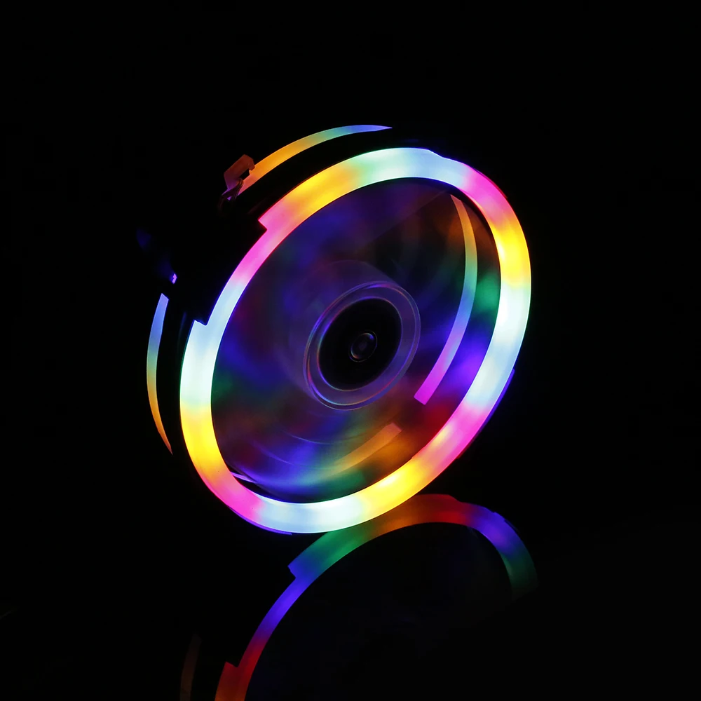 

Non-adjustable Colorful RGB Light Computer Radiator RGB Fan 12cm RGB Case Cooling Fan Case Cooler Mute Cooling Fan