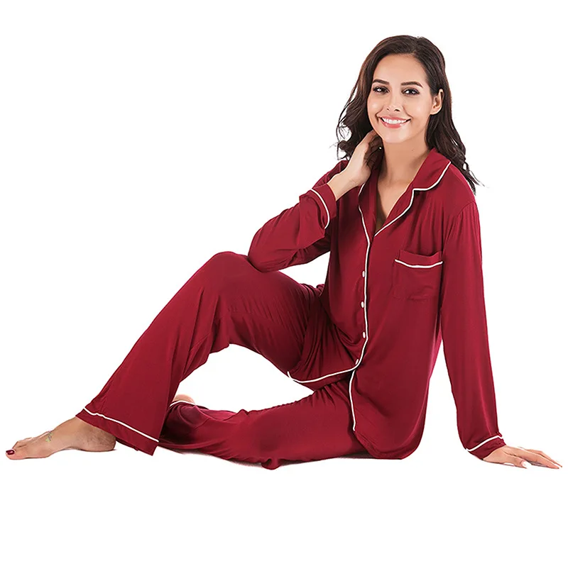 

autumn winter sexy nighty for women two piece set Modal pajamas set sleepwear lounge wear women homewear