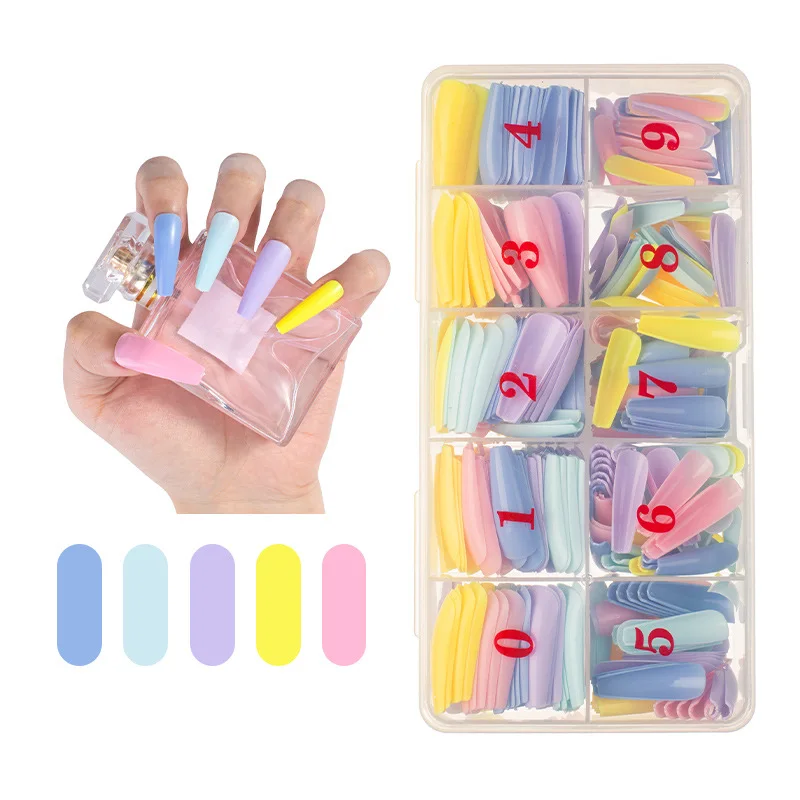 

Color Mixing Press On Nails Wholesale Vendor 500 PCS Artificial Finger Nails, Light color