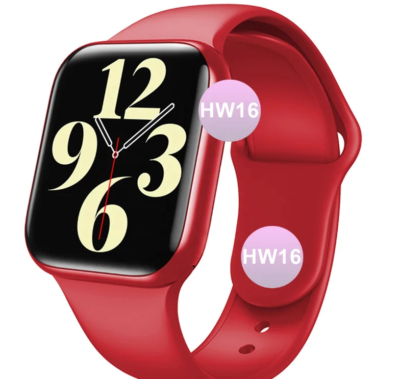 

2021 Hot selling HW 16 smartwatch series 6 iwo 13 big black Android reloj inteligent watch6 hw16 plus pro smart watch, Blue,black,pink,red,white
