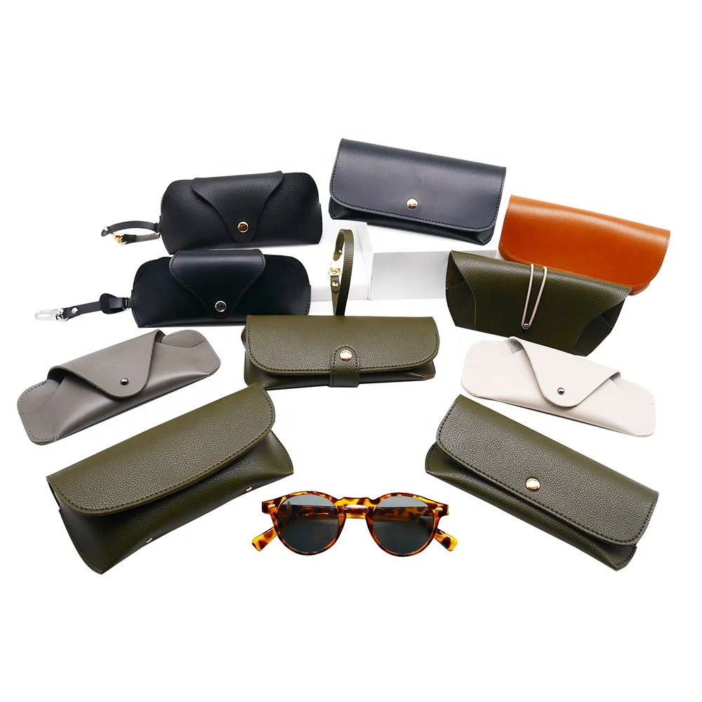 

Hot Sale Pu Leather Sunglass Case Custom Luxury Packaging Eyeglasses Case With Logo, Black red gray brown darkgreen lightgreylightgrey