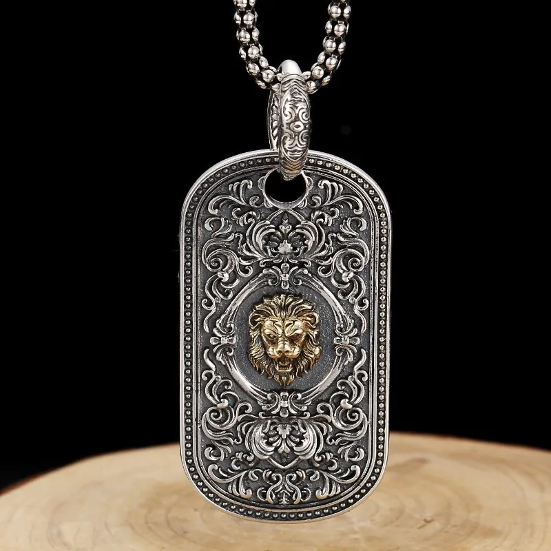 

Silver Jewelry Waterproof Fashion Hip Hop 925 Sterling Silver Lion Pendant Necklace Personalized Punk Men Necklace