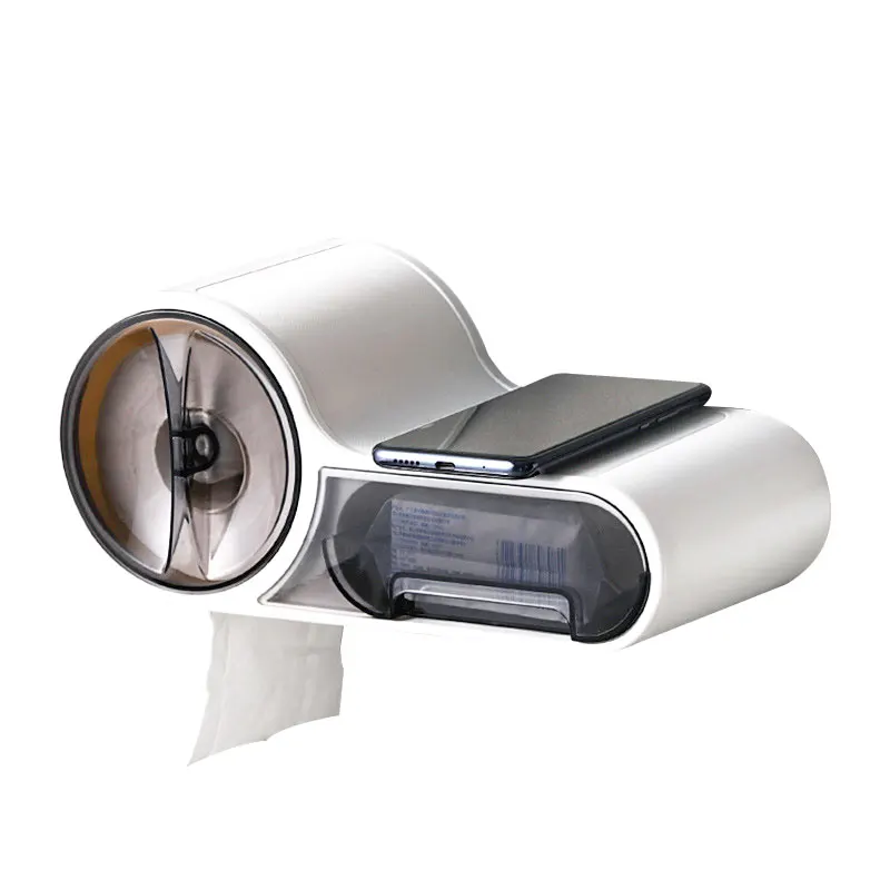 

2021 New Baffect Plastic Toilet Dispenser Toilet Paper Holder Bathroom Paper Tissue Box Wall Mounted Roll Paper Storage Box Free