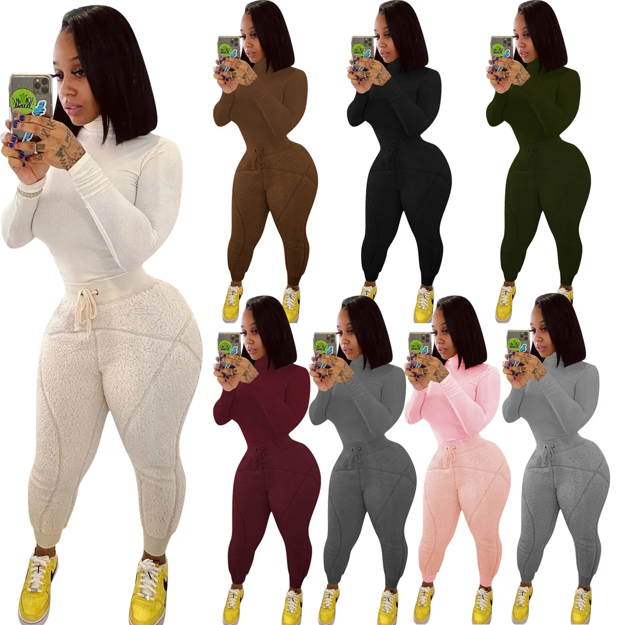 

2021 New Arrivals 2 Piece Set Women Sweatsuit Outfits Fleece Two Piece Set Women Sportswear