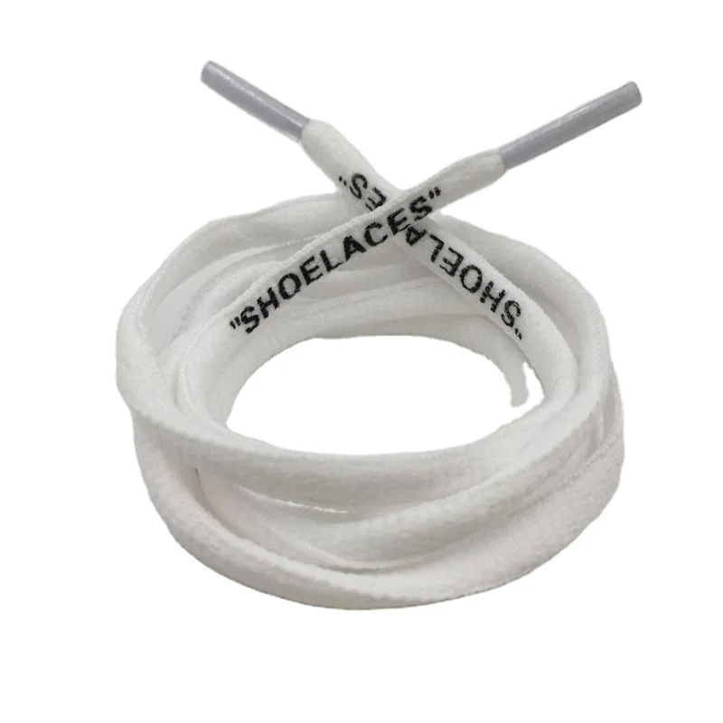 

Coolstring Stylish Black Oval Shoe Laces Rope Half Laces With White Printed"SHOELACES" use for Athletic bootlaces, Black white green and orange support customized color