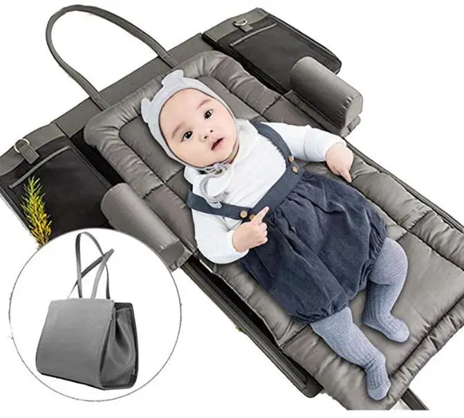 

Private Label Baby Diaper Tote Bag 3 In 1 Travel Changing Sleeping Folding Baby Bed Bag, Customer's requirement