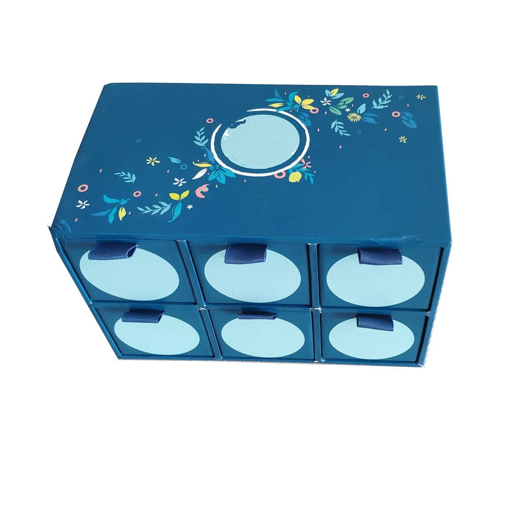 Unique design Square packaging tea storage box with 6 drawer