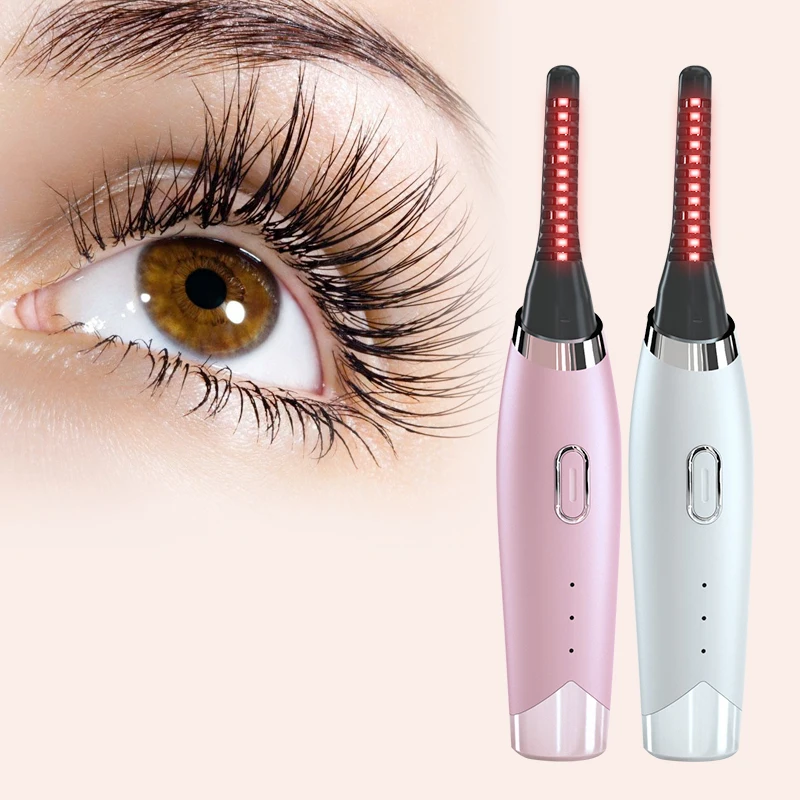 

2021 Private Label USB Eye Beauty Tools Pink Eye Lash Curling Electric Heated Eyelash Curler, Pink,white