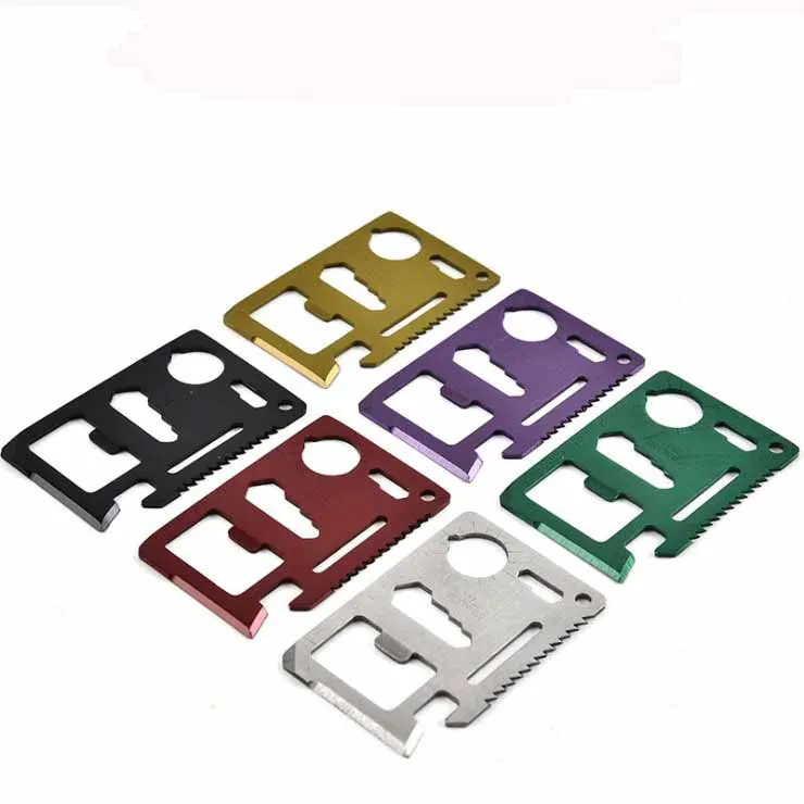 

Stainless Steel 11 in 1 Beer Opener Survival Card Tool for your Wallet card tool, Black, siliver, more color