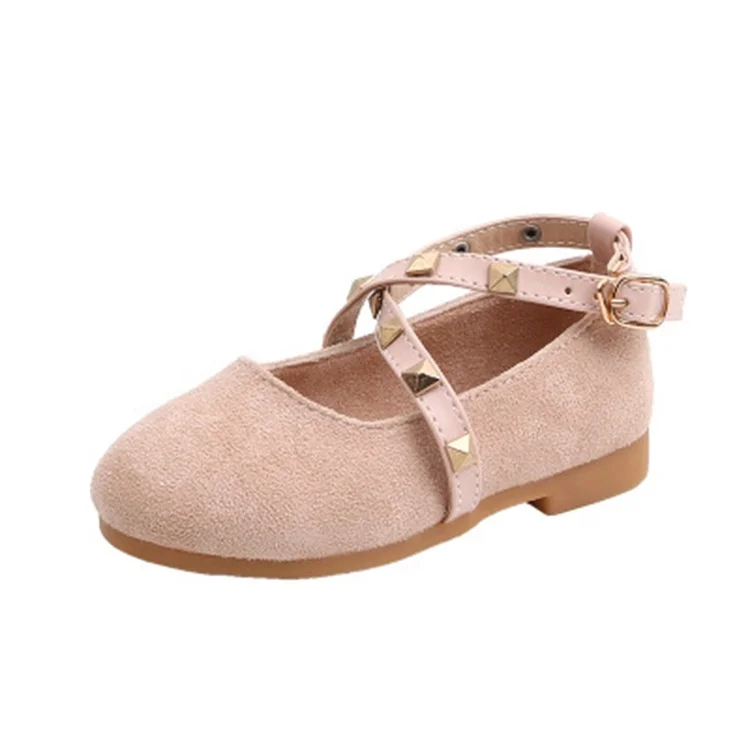 

Mosengkw Casual Simple Rivet Design Girl Shoes Spring Autumn Dancing Girl Single Shoes, Photo color