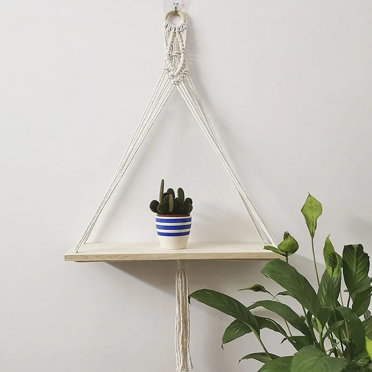 

Macrame Plant Hangers Shelf Hanging Planter shelf Indoor Decorative plant Pot Holder Boho Chic Home Decor, White