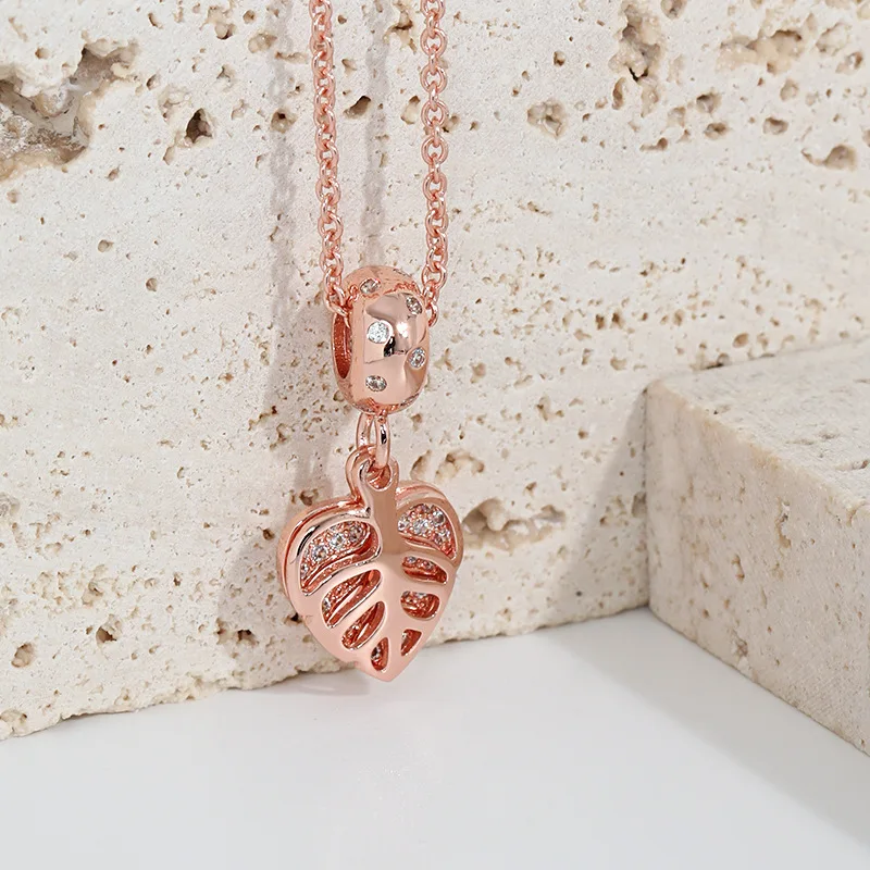 

Vintage Jewelry 925 Heart Necklace Rose Gold Plated Crystal Diamond 9255 Sterling Silver Heart Pendant Necklace