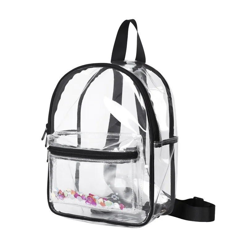 

Custom Clear Backpack Bag Transparent Daypack Waterproof See Through Bookbag Clear Mini PVC Backpacks for Kids Girls, Black, green, pink