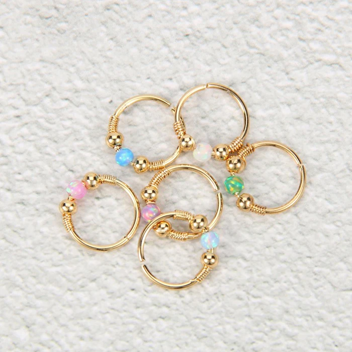 

Hotsale Wholesale Surgical Stainless Steel Opal cartilage earrings gold
