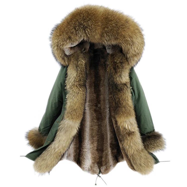 

Real Raccoon Fur Collar Hooded Parka Winter Fashion Coat Women Jacket Thick Warm Parker Outerwear S8207, Customized color