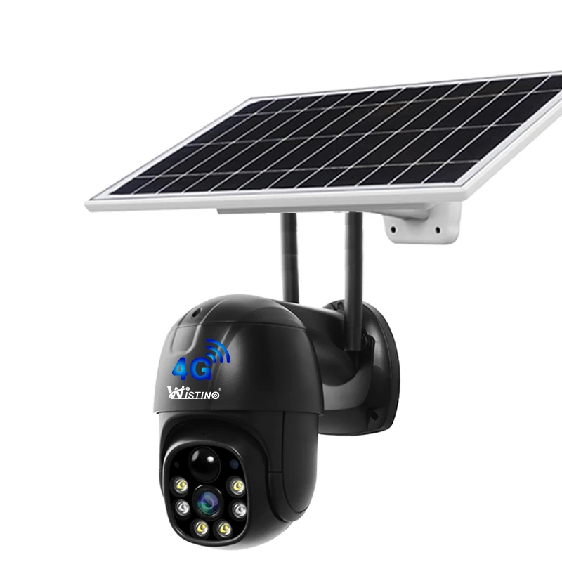 

Wistino CCTV Camera Ptz Home Solar Rotate Security Colorful Night Vision Two Way Audio Solar Camera 3.0MP CCTV 4G Camera