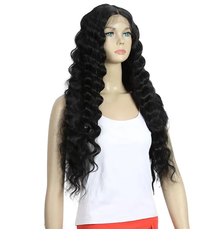 

Noble crimp curl super long curly fake skin baby hair with closure natural heat resistant full frontal lace front synthetic wigs