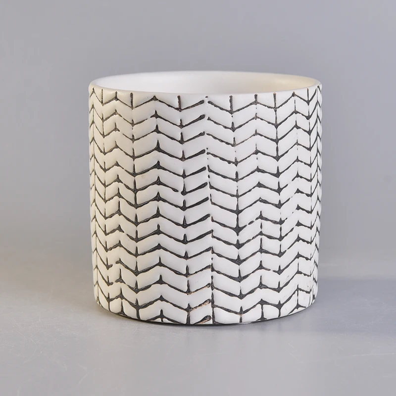 Weave Pattern Ceramic Candle Jars