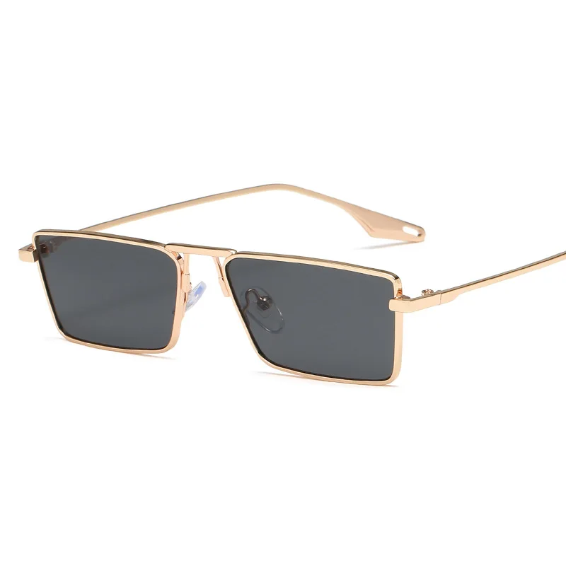 

new trend metal rectangle unisex sunglass women men retro personalized small sunglasses