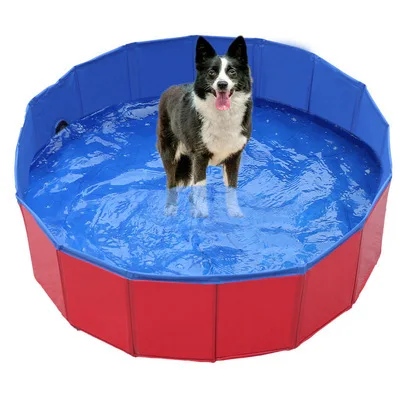 

Collapsible Pet Dog Bath Pool Hard Plastic Foldable Bathing Tub PVC Outdoor Pools For Dogs Cat Kids, Red, blue